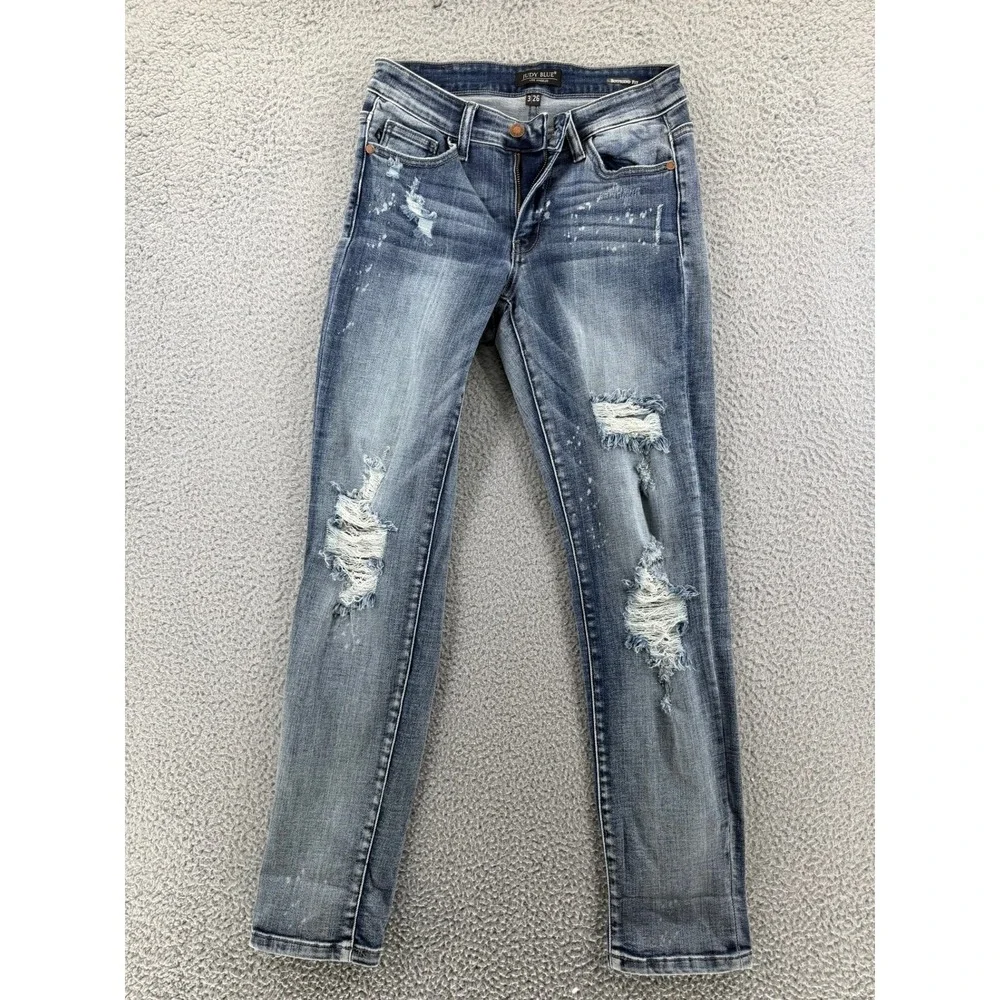 Judy Blue Jeans Womens 3/26 Dark Wash Skinny High Rise Stretch Denim Boutique